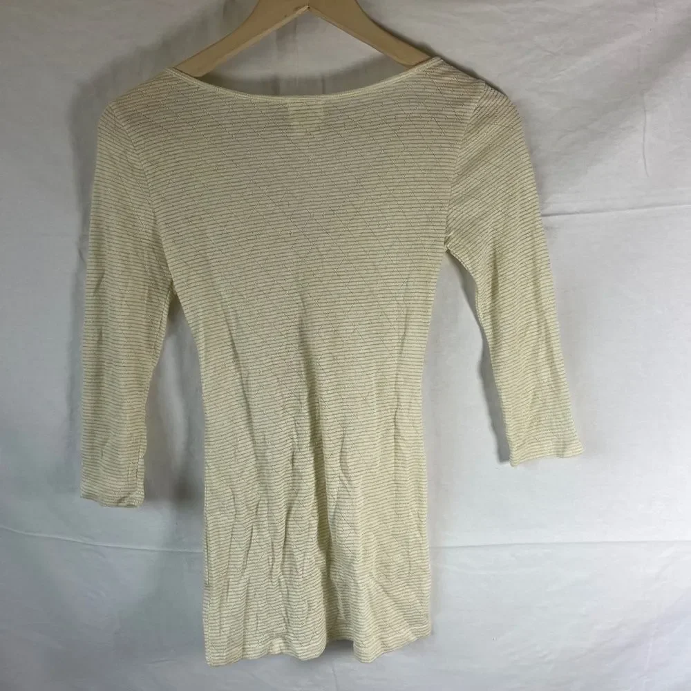 Intimately Free People Ivory Lurex Henley Top Sz S‎
